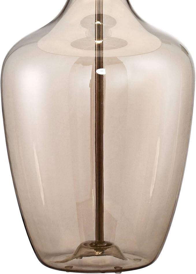 Possini Euro Design Ania 31" Tall Jar Large Modern Coastal Country Cottage End Table Lamp Clear Champagne Glass Single Off-White Shade Living Room Bedroom Bedside Nightstand House Office Home