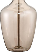 Possini Euro Design Ania 31" Tall Jar Large Modern Coastal Country Cottage End Table Lamp Clear Champagne Glass Single Off-White Shade Living Room Bedroom Bedside Nightstand House Office Home