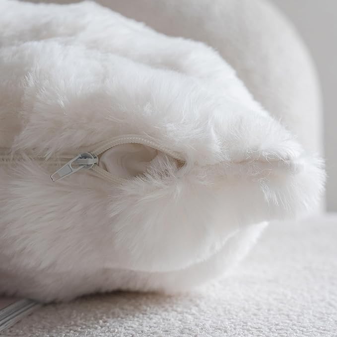 Neelvin Cream White Faux Fur Cozy Soft Double-Sided Decorative Throw Pillow Covers 20x20 inch Set of 2,Velvet Pillowcase Cushion Case for Sofa Couch