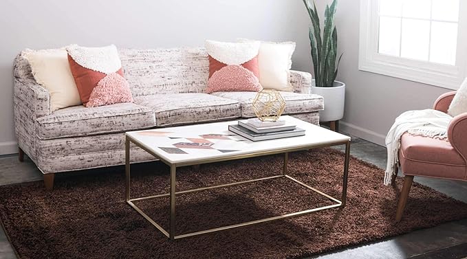 Unique Loom Solid Shag Collection Area Rug (10' x 13' Rectangle, Chocolate Brown)