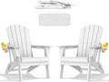 nevilywood Folding Adirondack Chair - Extended Ergonomic Backrest, Cup Holder - Easy Assembly - Durable HDPE Plastic, Weather Resistant & Maintenance-Free - Lawn, Patio, Deck Supports 380lbs White