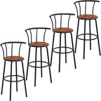 VECELO Bar Stools Set of 4, Swivel Counter Barstools with Backrest, Bar Height Chairs for Dining Room, Kitchen Island, Pub, Easy Assembly, Brown