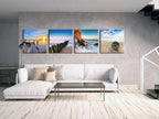 Wieco Art Seaview Sea Beach Canvas Prints Wall Art Large Modern 4 Panels Seascape Giclee Paintings Pictures Stretched and Framed Landscape Artwork Ready to Hang for Home Decorations