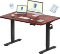 FLEXISPOT EN1 Whole-Piece Standing Desk - 48 x 30 Inches Electric Height Adjustable Sit Stand Desk (Black Frame + 48 in Mahogany Top, 2 Packages)