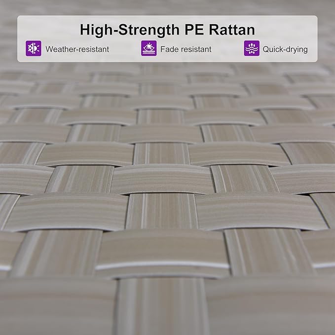 PURPLE LEAF Patio Chaise Lounge Rattan Chair Outdoor Pool Adjustable Recliner Wicker Lounger for Outside Woven Furniture Tanning Poolside Lounger Granite Gray