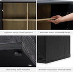 mopio Blake Storage Cabinet, Small Modular Accent Display Sideboard Buffet Cabinet with Storage, Media Console Credenza, for Kitchen, Coffee Bar, Pantry, Living Room (Black Oak Arched, Set of 2)