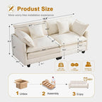 77" Cloud Chenille Sofa Set with Pillows, Deep Seat Loveseat Couch for Apartments, Space Saving 2-Seater with Solid Wood Frame, Easy Assembly (1YR Guarantee)