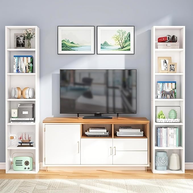 Tribesigns Modern White Narrow Bookshelf, 6 Tiers Tall Freestanding Corner Bookcase with Open Storage Shelves, 70.9" Display Storage Shelf Home Decor Furniture for Living Room, Bedroom, Home Office