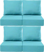 Luxury 22x24/22x25 6-Inch Outdoor Chair Cushions Set of 4 - Heavy Duty Water-Resistant Comfortable Cushion for Patio Furniture Dining Rocking Chairs Loveseat L-Shape Sofa - Turquoise