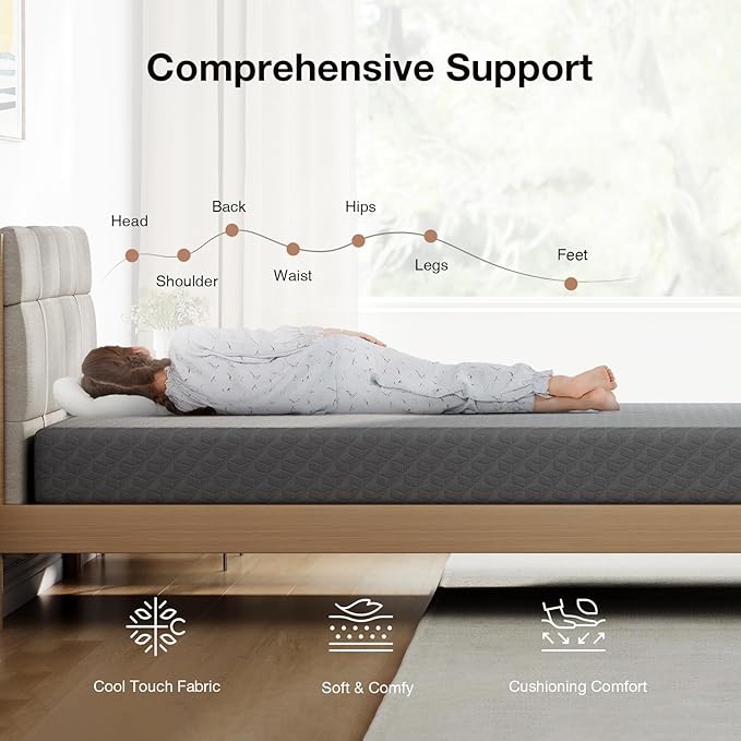 Novilla Twin XL Mattress 5 Inch, XL Twin Memory Foam Mattress in a Box with Airflow Wave-Cut & Pressure-Relieving Foam for Cool Touch & Contour Support Mattresses Twin XL Size