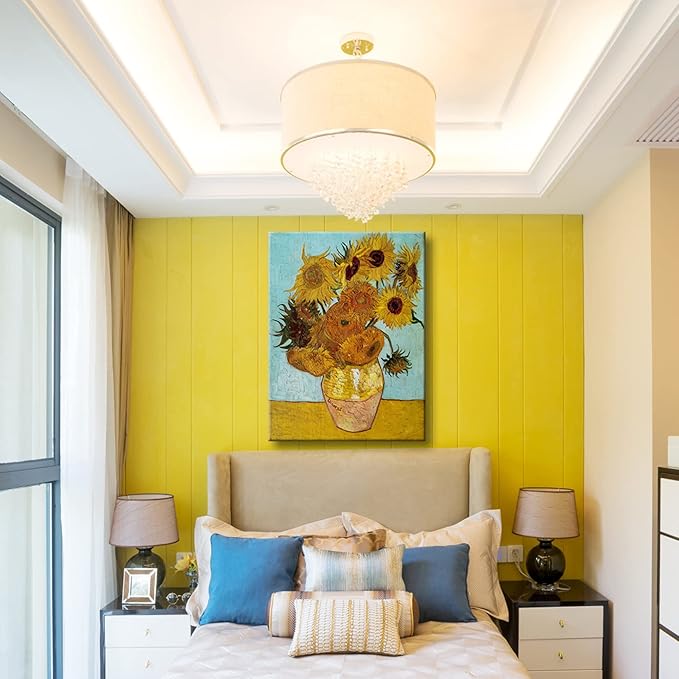 Wieco Art Large Canvas Wall Art Sunflower by Vincent Van Gogh Oil Paintings Reproduction Abstract Wall Decorations for Living Room Home Office Decorations