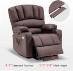 MCombo Power Lift Recliner Chair for Elderly, Lift Chair with Heat and Massage, USB &Type C Ports, Cup Holders, Faux Leather 7095 (Medium, Light Brown)