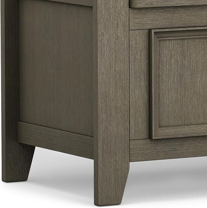 SIMPLIHOME Amherst Entryway Storage Bench - 48 inch Wide Solid Wood Hallway Seat in Farmhouse Grey, Transitional Bench for Entryway or Living Room with Lift-Up Lid and Spacious Storage