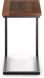 SIMPLIHOME Skyler 16-inch Wide Solid Mango/Metal Industrial C-Shaped End Table in Dark Cognac Brown/Black for Living Room, Office, or Bedroom, Assembled