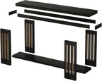 Tribesigns 2-Tier Extra Long Entryway Table, 70.9-Inch Farmhouse Console Table with Vertical Stripe Legs and with Open Shelves for Living Room, Hallway, Black