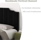Queen Size Headboard Only, Velvet Wall Mounted Headboard Queen Size for Adjustable Bed, Modern Vertical Channel Design with Curved Tufted Upholstered Head Board and Luxury Soft Padded, Black