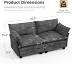 KKL Modular Sectional Sofa, Loveseat 2 Seater Cloud Couch, Chenille Modern Sectional Couches for Living Room, Apartment Grey