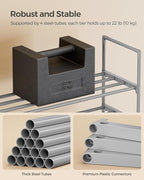 SONGMICS Shoe Rack, 3-Tier Shoe Organizer, Metal Storage Shelf, Upright or Upside Down, for 16-20 Pairs, Stackable, for Entryway, 11.8 x 36.2 x 21.7 Inches, Gray ULSA303G01