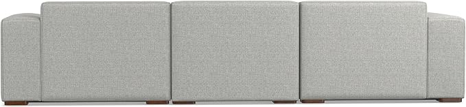 SIMPLIHOME Rex Modular Sofa and Ottoman Set in 100% Recycled Polyester Tightly Woven Performance Fabric, Pale Grey, 122-inch-wide 3-Seater Couch and Matching 34-inch-wide Ottoman for Living Room