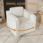 Swivel Accent Chair for Living Room, 30 Inches Barrel Upholstered Armchair, Cozy Modern Arm Chair Single Sofa for Bedroom, Apartment, Reading Room, White