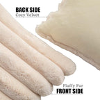 Neelvin Beige Faux Fur Cozy Soft Striped Decorative Throw Pillow Covers 22x22 inch Set of 2,Velvet Pillowcase Cushion Case for Sofa Couch