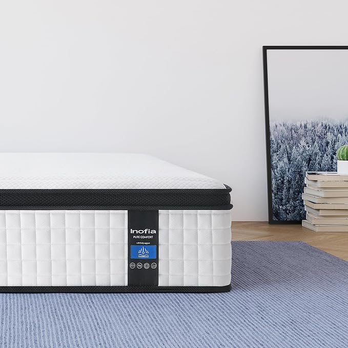 Inofia Full Size Mattress, 14 inch Hybrid Full Mattress in A Box,Ultra Comfort Memory Foam Layer, Medium Feels, Cooling Breathable Cover,Low Motion Transfer Supports for Any Sleep Position