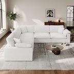Cloud White Modular Couch for Living Room,5 Seat V Shape Linen Blend Sofas,Modern Deep Seat Cloud Sofas,Convertible Comfort Down Filled Sectional Couches,Removable Washable Cushion Covers