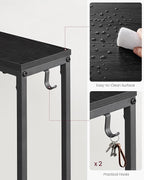 VASAGLE Set of 2 Console Tables with Power Outlets, Slim Behind Couch Sofa Tables, 5.9 x 39.4 x 31.5 Inches, 2 Hooks, Easy Assembly, for Entryway, Living Room, Ebony Black and Ink Black ULNT078B01