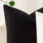 Foindtower Pack of 2 Soft Textured Throw Decorative Pillow Covers Square Accent Solid Cushion Cover Cozy Farmhouse Pillow Case with Zipper for Couch Sofa Bedroom Living Room 18x18 Inch, Black