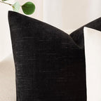 Foindtower Pack of 2 Soft Textured Chenille Throw Decorative Pillow Covers Square Accent Solid Cushion Cover Cozy Farmhouse Pillow Case with Zipper for Couch Sofa Bedroom Living Room 16x16 Inch, Black