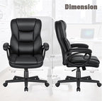 JUMMICO Executive Office Chair High Back Managerial Home Desk Chair, Adjustable Swivel Computer PU Leather Chair with Lumbar Support (Black)