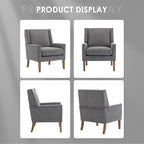 COLAMY Modern Wingback Living Room Chair Set of 2, Upholstered Fabric Accent Armchair, Single Sofa Chair with Lounge Seat and Wood Legs for Bedroom/Office/Reading Spaces, Gery