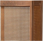 Eclectic Escape Mid-Century Modern Ash Wanut Finished Wood and Synthetic Rattan Wrap-Around Headboard Queen