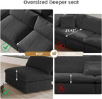 Cloud Couch Modular Sectional Sofa with Storage Ottoman,L Shaped Couch for Living Room,120.45inch Down Filled 4 Seater Black Convertible Sectional Sofas,Covers Washable&Replaceable