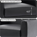 Accent Chair, Mid-Century Modern PU Leather Chairs with Arms for Living Room, Comfy Upholstered Club Single Sofa Armchair for Bedroom Waiting Room with Solid Wood Frame（Leather Black, Set of 1)