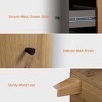 WAMPAT Set of 4 Storage Cabinets for Living Room, Modern Wood Accent Cabinets Sideboard with Drawers, Doors, and Adjustable Shelves for Dining Room, Kitchen, Entryway, Oak Brown & Dark Grey