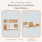Babyletto Bondi Bunk Bed Twin Over Twin - GREENGUARD Gold Certified Heavy Duty Wood Bunkbeds w/Adjustable Ladder - Convertible to 2 Individual Beds for Kids - Trundle Sold Separately - Honey