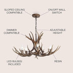 JONATHAN Y JYL6300A Eldora 30" Adjustable Resin Antler 5-Light LED Chandelier, Glam, Rustic,Cottage,Transitional, Dimmable Dining Room, Living Room, Kitchen, Foyer, Bedroom, Brown