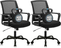 CLATINA Ergonomic Desk Chair, Mid Back Mesh Computer Chair with Lumbar Support and Armrest, Height Adjustable Swivel Chair for Home Office, Black (2PK)