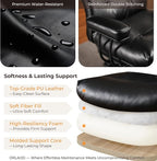 Ergonomic Office Chair Comfy with Lumbar Support, High Back Dark Brown PU Leather Rolling Executive Desk Chair for Home Office & Gaming, 360° Swivel, 300lbs (Black)