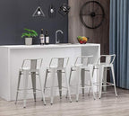 HAOBO Home Modern Industrial Metal Stool [Set of 4] for Indoor/Outdoor Dining Chair (24", Low Back White)