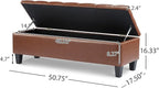 Christopher Knight Home Ottilie Faux Leather Storage Ottoman Bench, Wooden Rectangular Ottoman with Storage, Bedroom End of Bed Foot Stool, Entryway Ottoman Footrest, Living Room Extra Seat, Brown