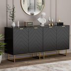 Scurrty Sideboard Buffet, Buffet Cabinet with Storage Set of 2, Sideboard Storage with Adjustable Shelf, Accient Cabinet for Living Room, Kitchen, Black