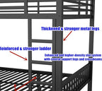 Higher Quality & Stronger Heavy Duty Steel Black Bunk Bed Queen Over Queen Size Bunkbed, Thickened More Stable Safer Metal Bunk Queen Bed (Easier to Assemble)