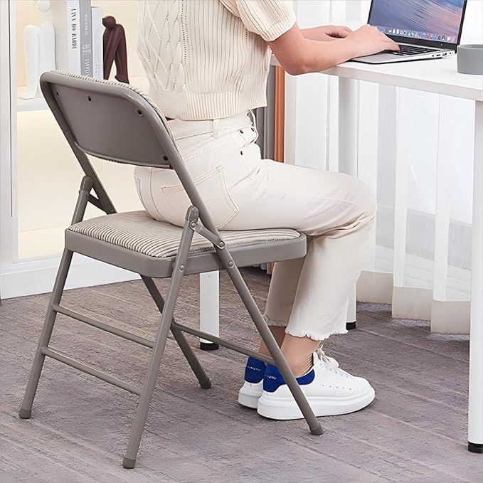 SEALAMB 30 Pack Padded Folding Chairs, Durable Metal Folding Chairs with Fabric Seat & Back for Home Office Wedding Party Events, 350lb Capacity (Grey-Fabric, 30 Pack)