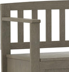 SIMPLIHOME Brooklyn Entryway Storage Bench - 48 inch Wide Solid Wood Storage Seat in Farmhouse Grey, Contemporary Bench for Entryway or Living Room with Lift-Up Lid and Slatted Backrest