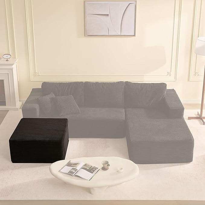 Cozy Square Ottoman, Comfortable Seating, No Assembly Required, Black