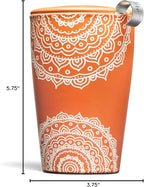 Tea Forte Double-Walled Ceramic Kati Cup, Removable Stainless Steel Infuser Basket and Lid, Steeps 12 oz Loose Leaf Tea, Dishwasher & Microwave Safe, Chakra