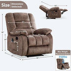 ANJHOME Massage Recliner Chairs with Heat and Vibration,Overstuffed Manual Rocking Reclining Chair for Living Room Bedroom (Camel)