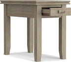 SIMPLIHOME Artisan SOLID WOOD 14 inch Wide Rectangle Transitional Narrow Side Table in Distressed Grey for the Living Room and Bedroom